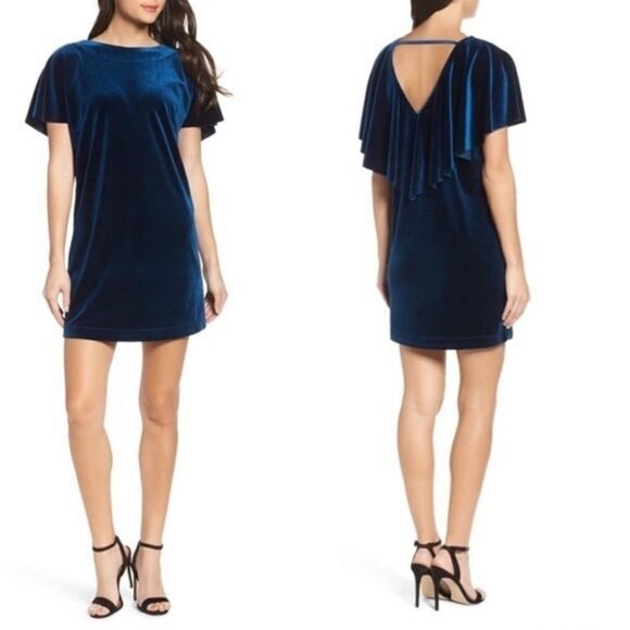NEW with tags Felicity & Coco velvet flutter sleeve mini dress, size MP. - Picture 1 of 10